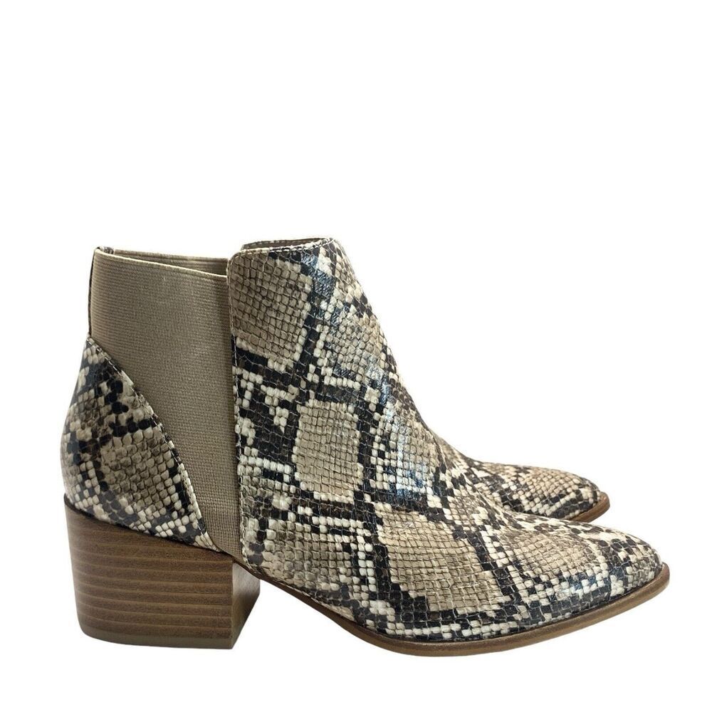 Chinese Laundry Womens Size 7 Snake Print Boot Bootie Slip On Pointed Toe